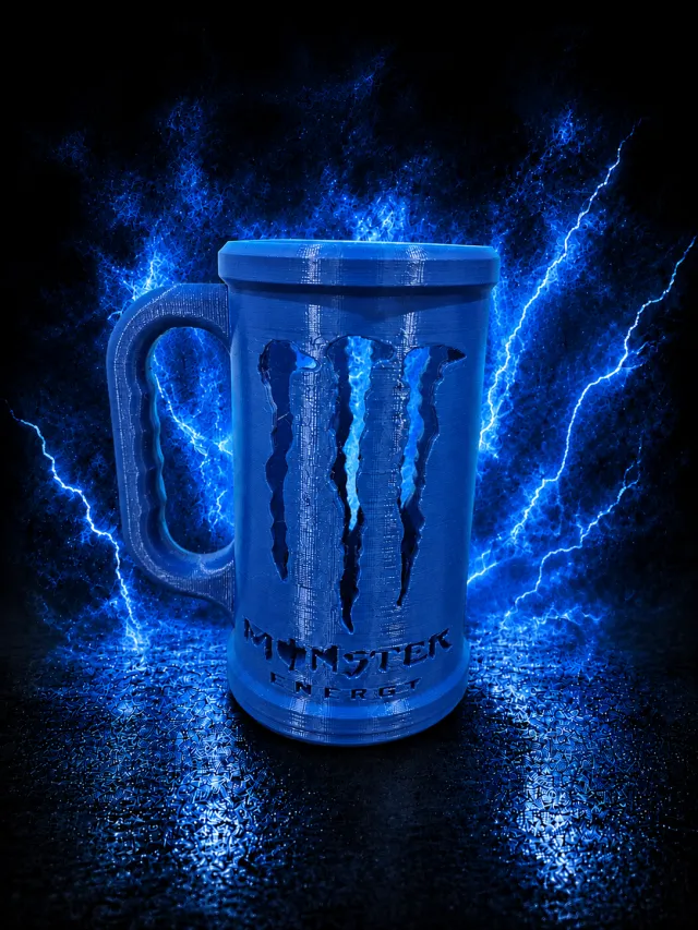 Blå monsterkopp 3D printet